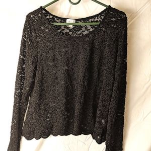 Decree black sheer long sleeve shirt XL